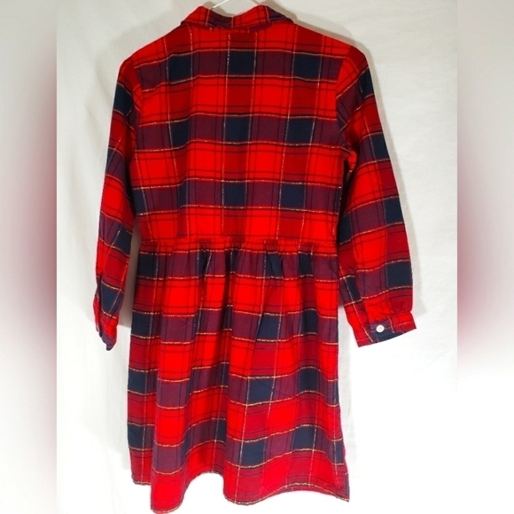 Oshkosh b'gosh Girl's Red And Black Dress with Golden Lining Button Down Sz 10 - Picture 3 of 6